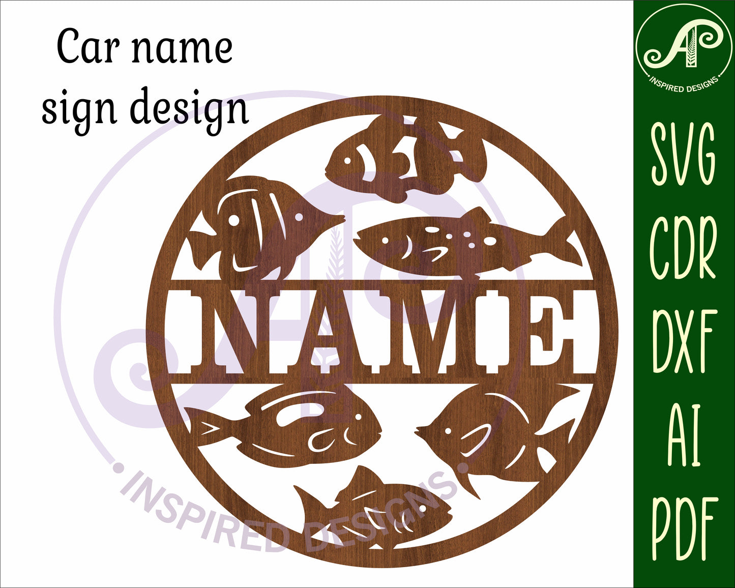 Fish name wall sign. SVG / DXF / AI / PDF / CDR