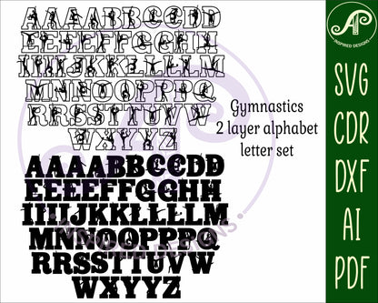 Gymnast alphabet letter set. 55 letter options