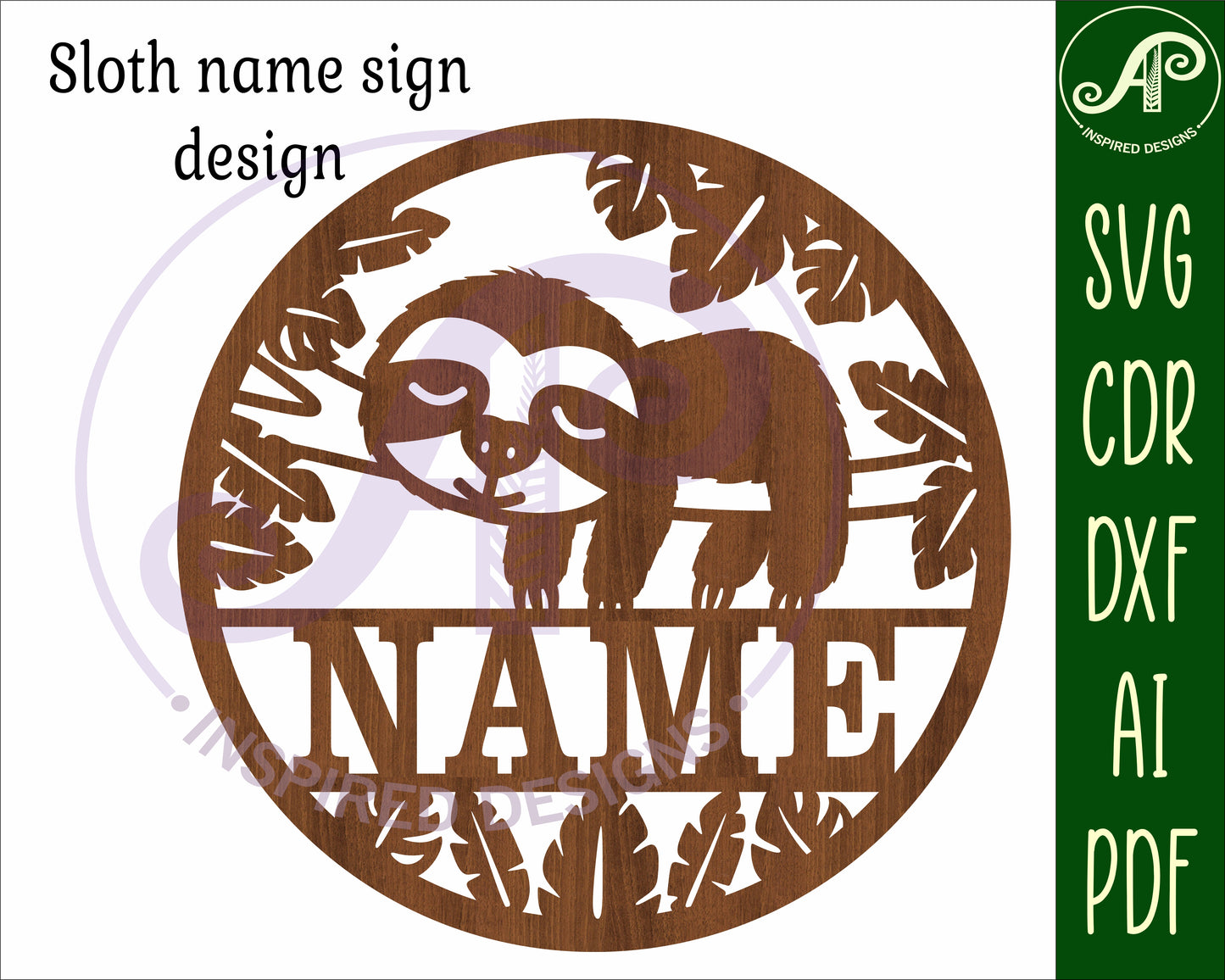 Cute Sloth name wall sign. SVG / DXF / AI / PDF / CDR