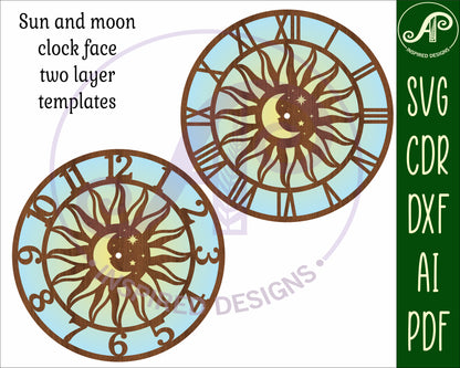 Sun and moon wall clock template designs