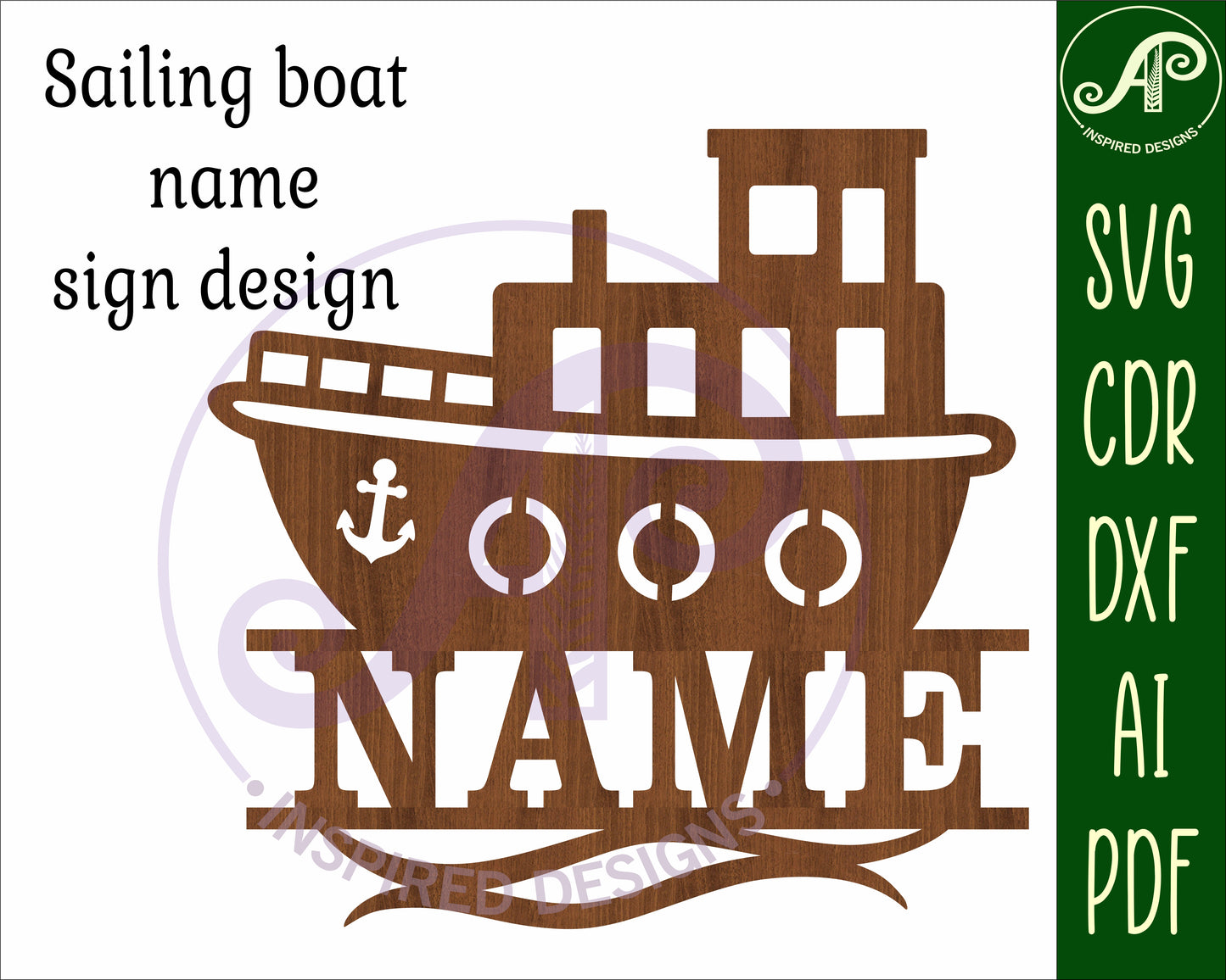 Tug boat name sign SVG / DXF / AI / PDF / CDR