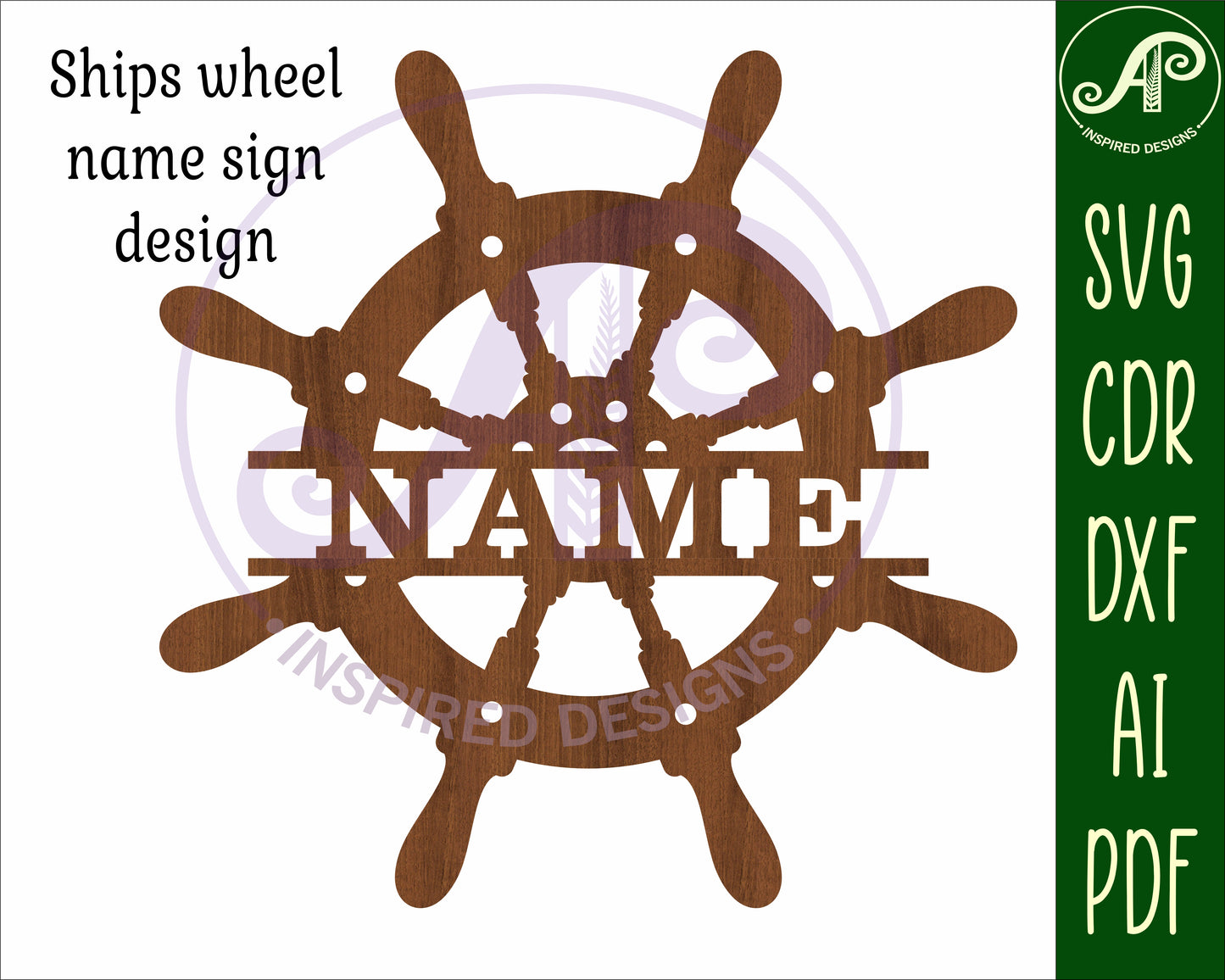 Ships wheel shape name sign SVG / DXF / AI / PDF / CDR