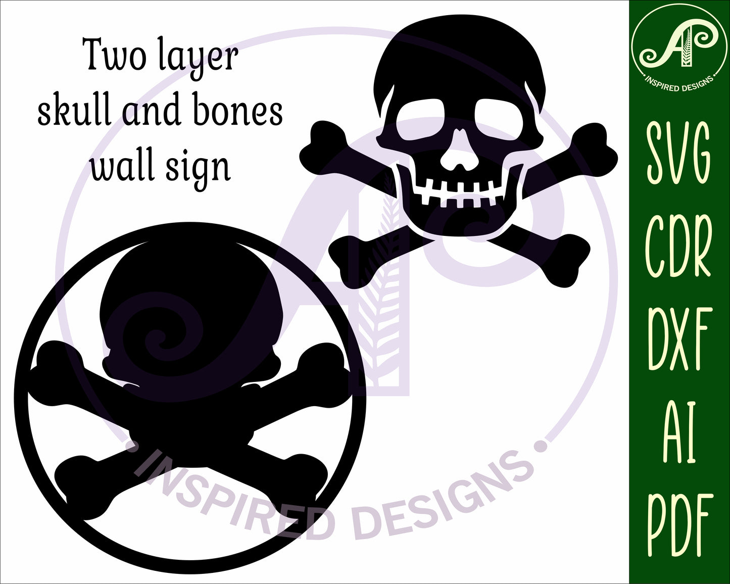 Skull and bones wall sign design SVG / DXF / AI / PDF / CDR