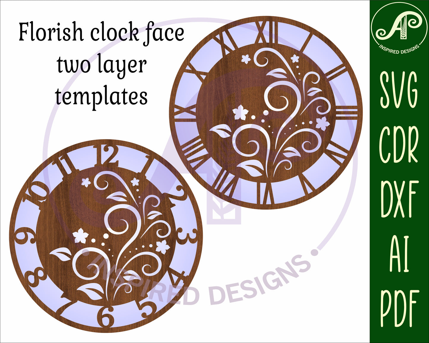 Flourish wall clock template designs