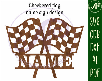 Checkered flags design shape name sign SVG / DXF / AI / PDF / CDR