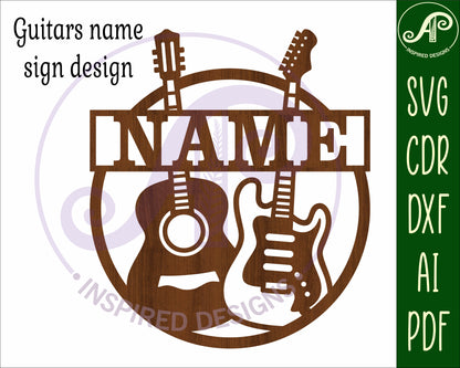 Guitar  name wall sign. SVG / DXF / AI / PDF / CDR