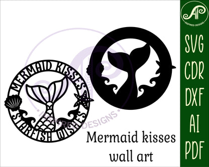 Mermaid kisses wall sign design SVG / DXF / AI / PDF / CDR