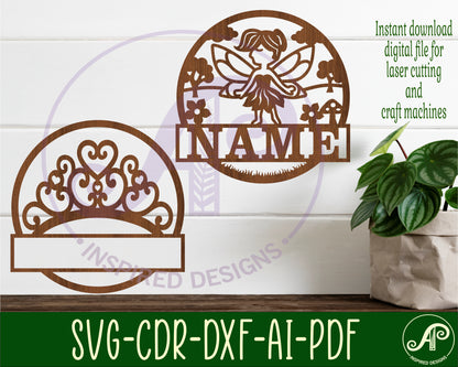 12 girls room name wall signs. SVG / DXF / AI / PDF / CDR