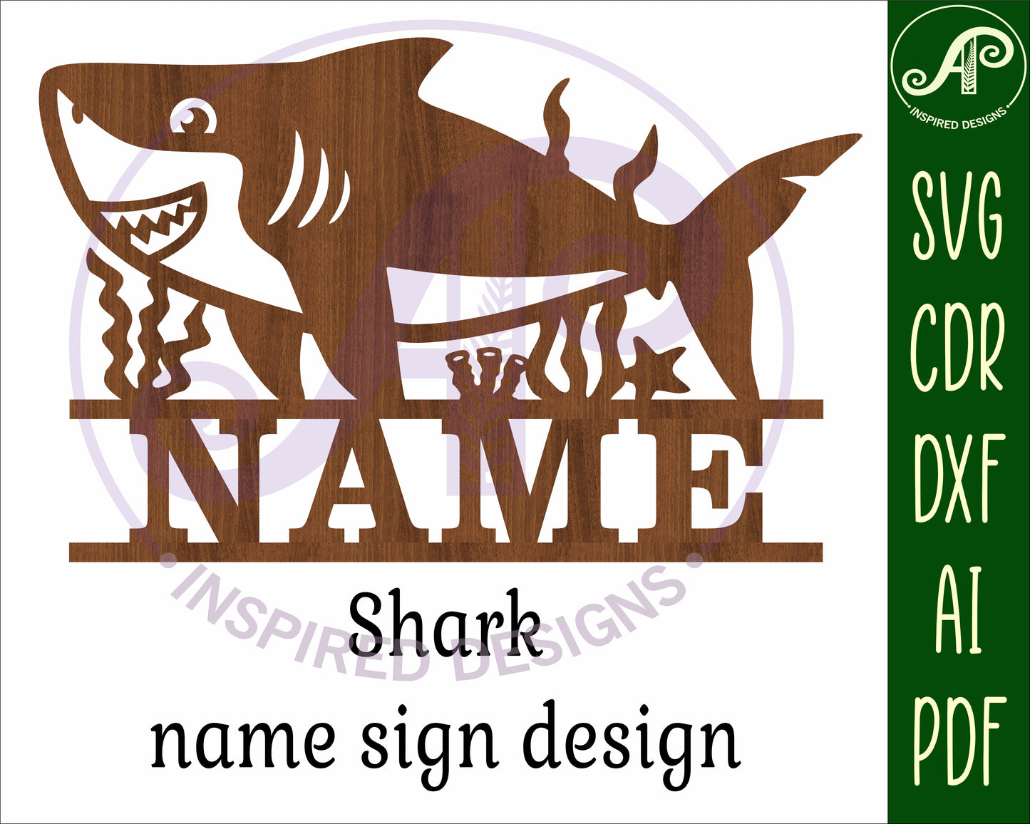 Shark design shape name sign SVG / DXF / AI / PDF / CDR