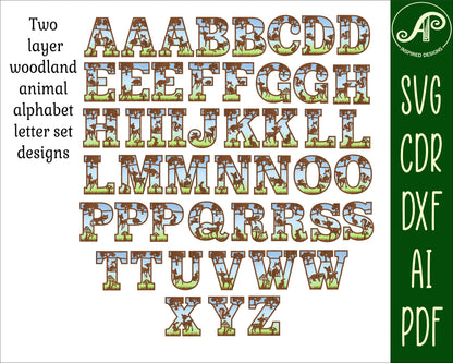 Woodland alphabet letter set. 49 letter options