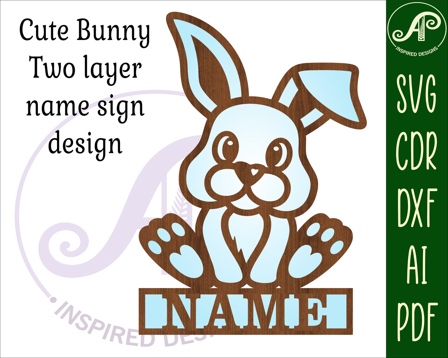 Cute bunny shape name sign SVG / DXF / AI / PDF / CDR