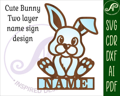 Cute bunny shape name sign SVG / DXF / AI / PDF / CDR