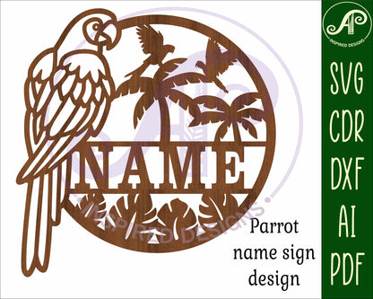 Parrot name wall sign. SVG / DXF / AI / PDF / CDR