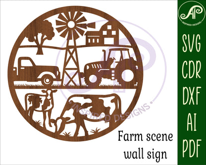 Farm scene wall sign design SVG / DXF / AI / PDF / CDR