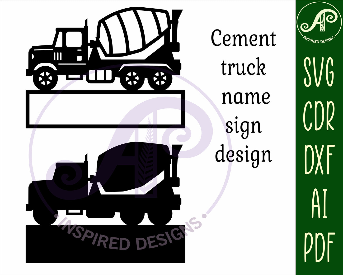 Cement truck shape name sign SVG / DXF / AI / PDF / CDR