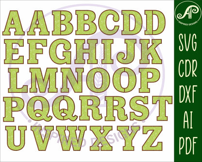 Plain alphabet letter set. 26 letter options (linked and not linked)