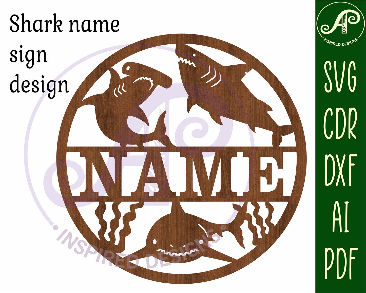 Sharks name wall sign. SVG / DXF / AI / PDF / CDR