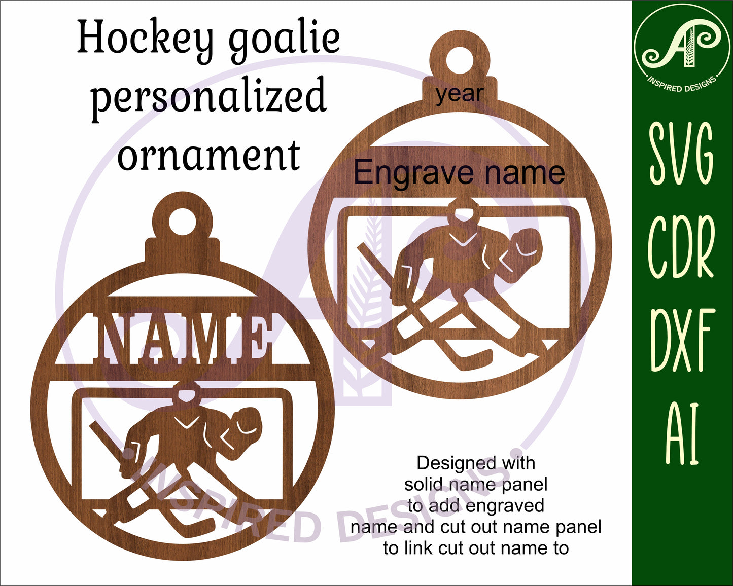 Hockey goalie Christmas Ornament SVG laser cut files