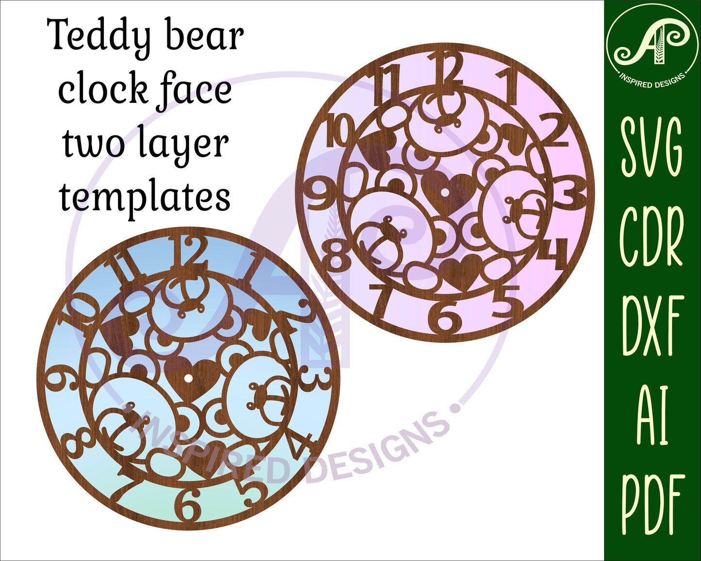 Teddy bear clock template design