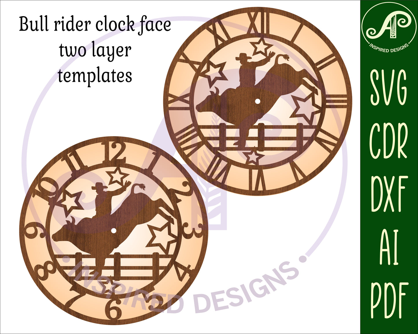 Bull rider clock template design