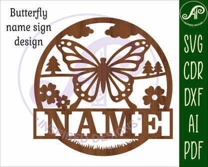 Butterfly name wall sign. SVG / DXF / AI / PDF / CDR