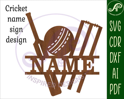 Cricket shape name sign SVG / DXF / AI / PDF / CDR