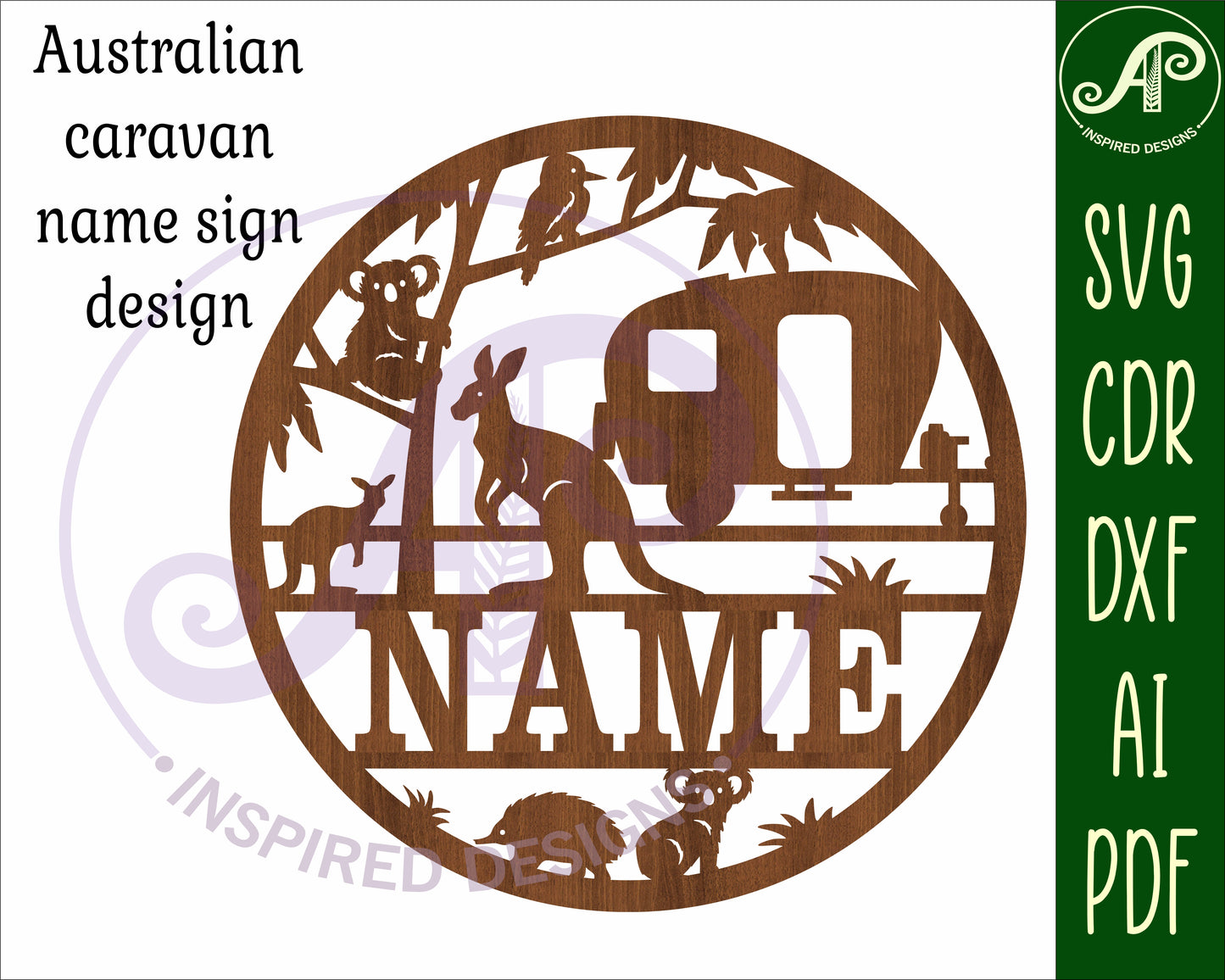 Australian caravan name wall sign. SVG / DXF / AI / PDF / CDR