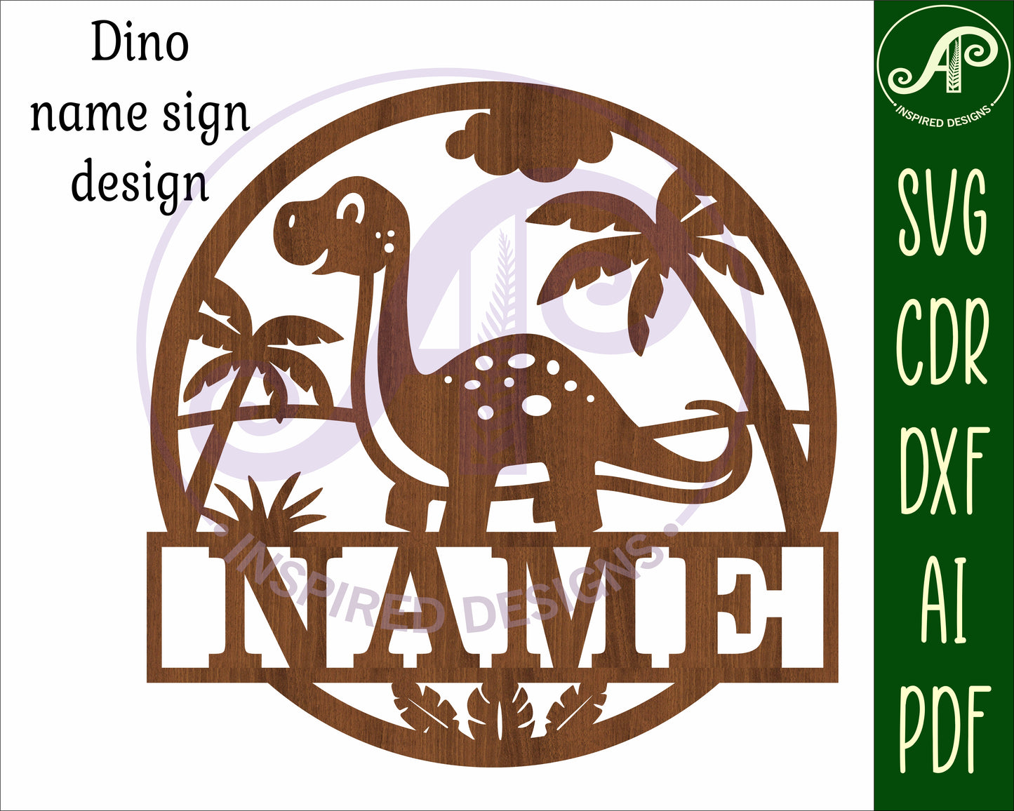 Brontosaurus Dinosaur name wall sign. SVG / DXF / AI / PDF / CDR