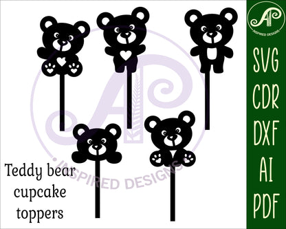 Teddy bear cupcake topper design SVG / DXF / AI / PDF / CDR