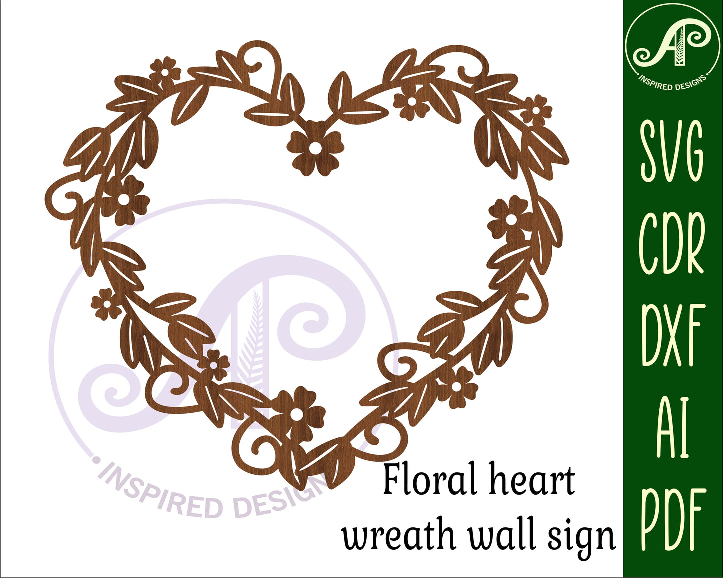 Floral heart wreath wall sign design SVG / DXF / AI / PDF / CDR