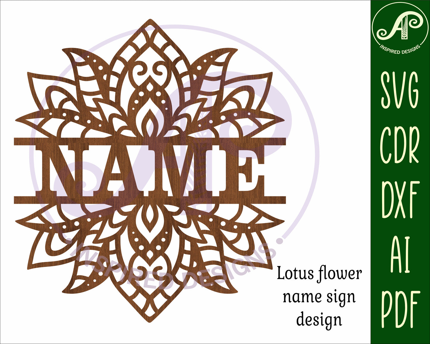 Lotus flower design shape name sign SVG / DXF / AI / PDF / CDR