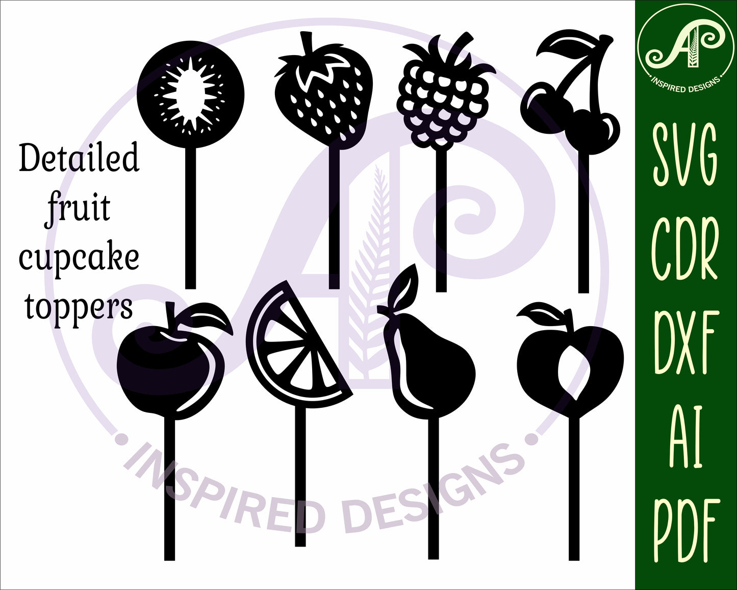 Fruit cupcake topper designs SVG / DXF / AI / PDF / CDR