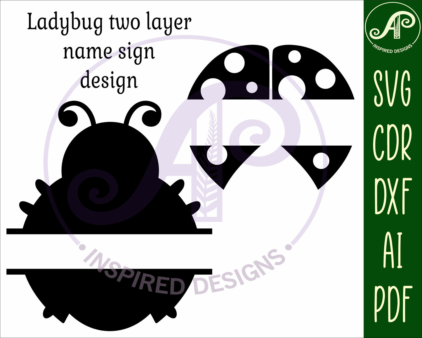 Ladybug two layer shape name sign SVG / DXF / AI / PDF / CDR