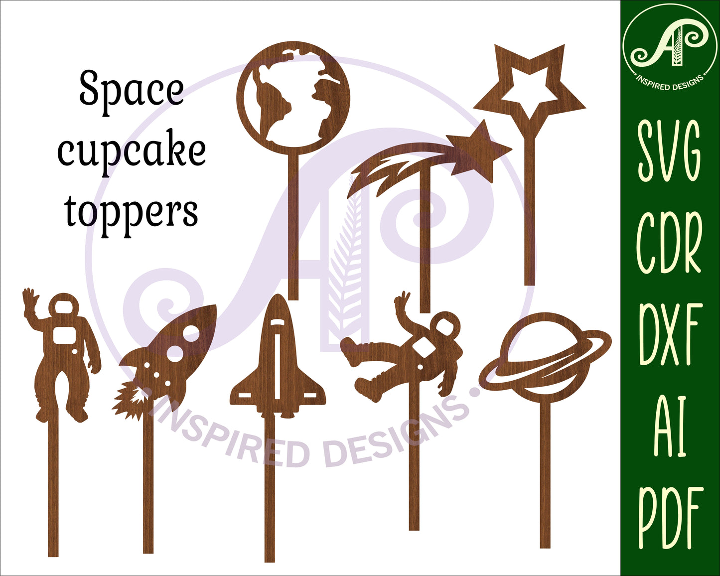 Space cupcake topper design SVG / DXF / AI / PDF / CDR