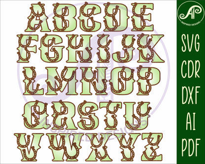 Horse shoe rodeo alphabet letter set. 26 letter options