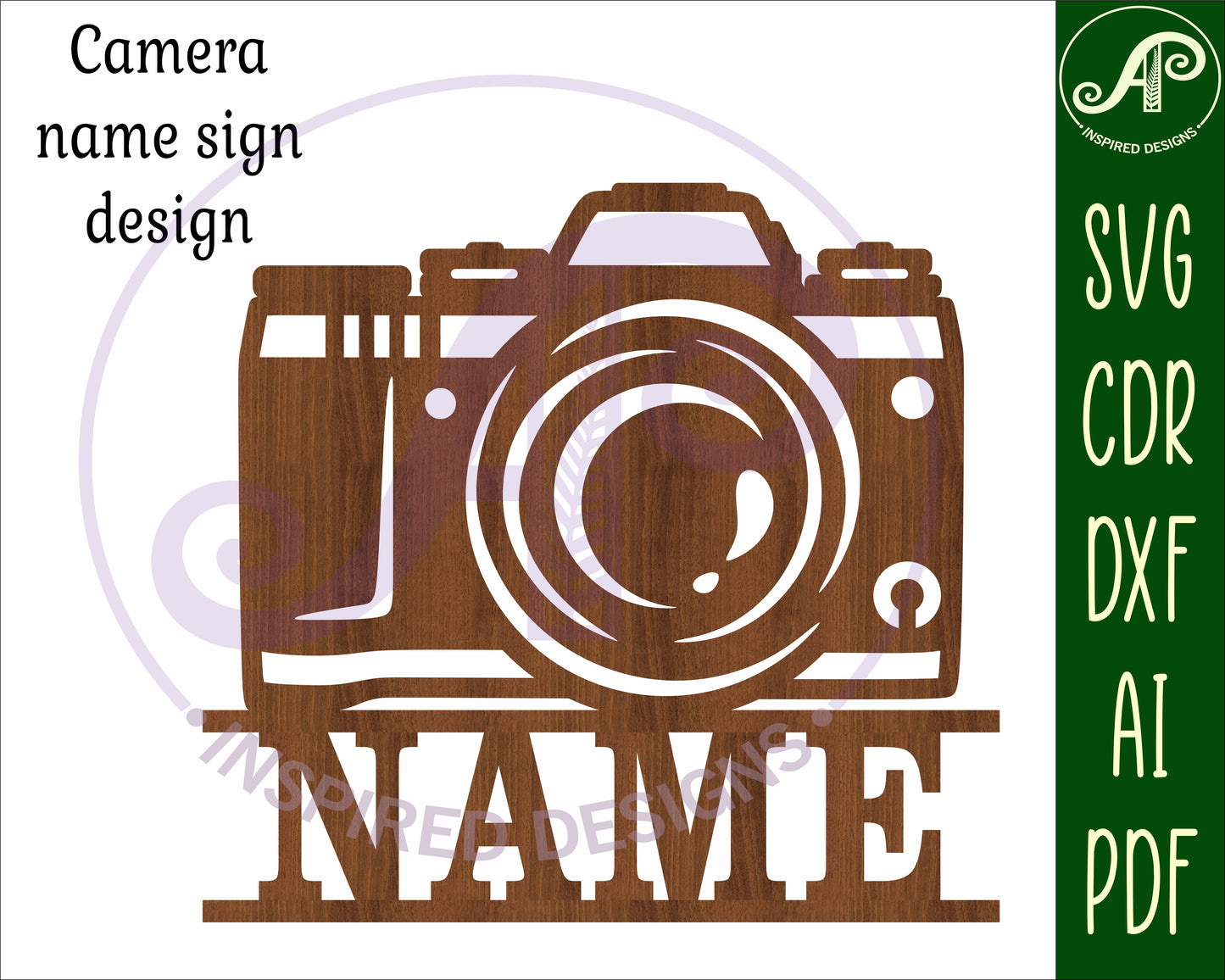 Camera shape name sign SVG / DXF / AI / PDF / CDR