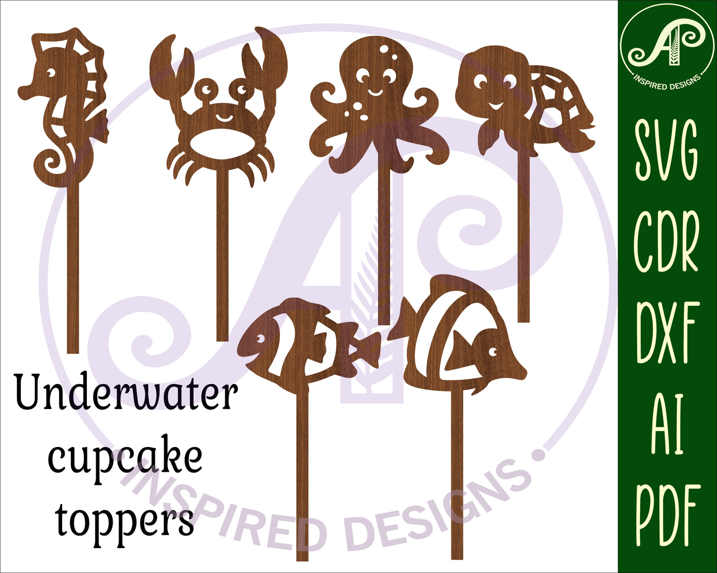 Underwater animal cake topper design SVG / DXF / AI / PDF / CDR