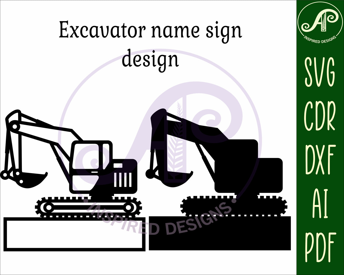 Excavator shape name sign SVG / DXF / AI / PDF / CDR