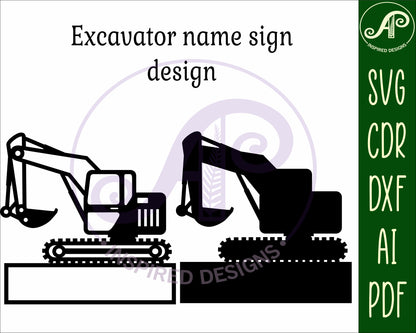 Excavator shape name sign SVG / DXF / AI / PDF / CDR