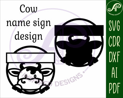 Cow single name wall sign. SVG / DXF / AI / PDF / CDR