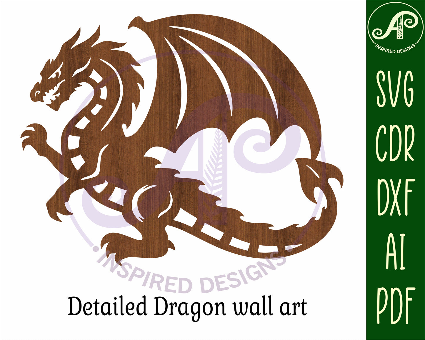 Detailed dragon design 2 wall sign design SVG / DXF / AI / PDF / CDR