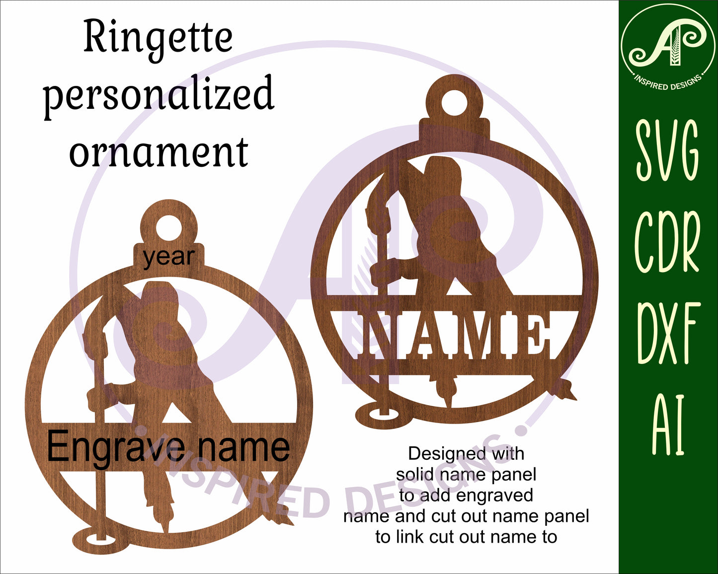 Ringette Christmas Ornament SVG laser cut files