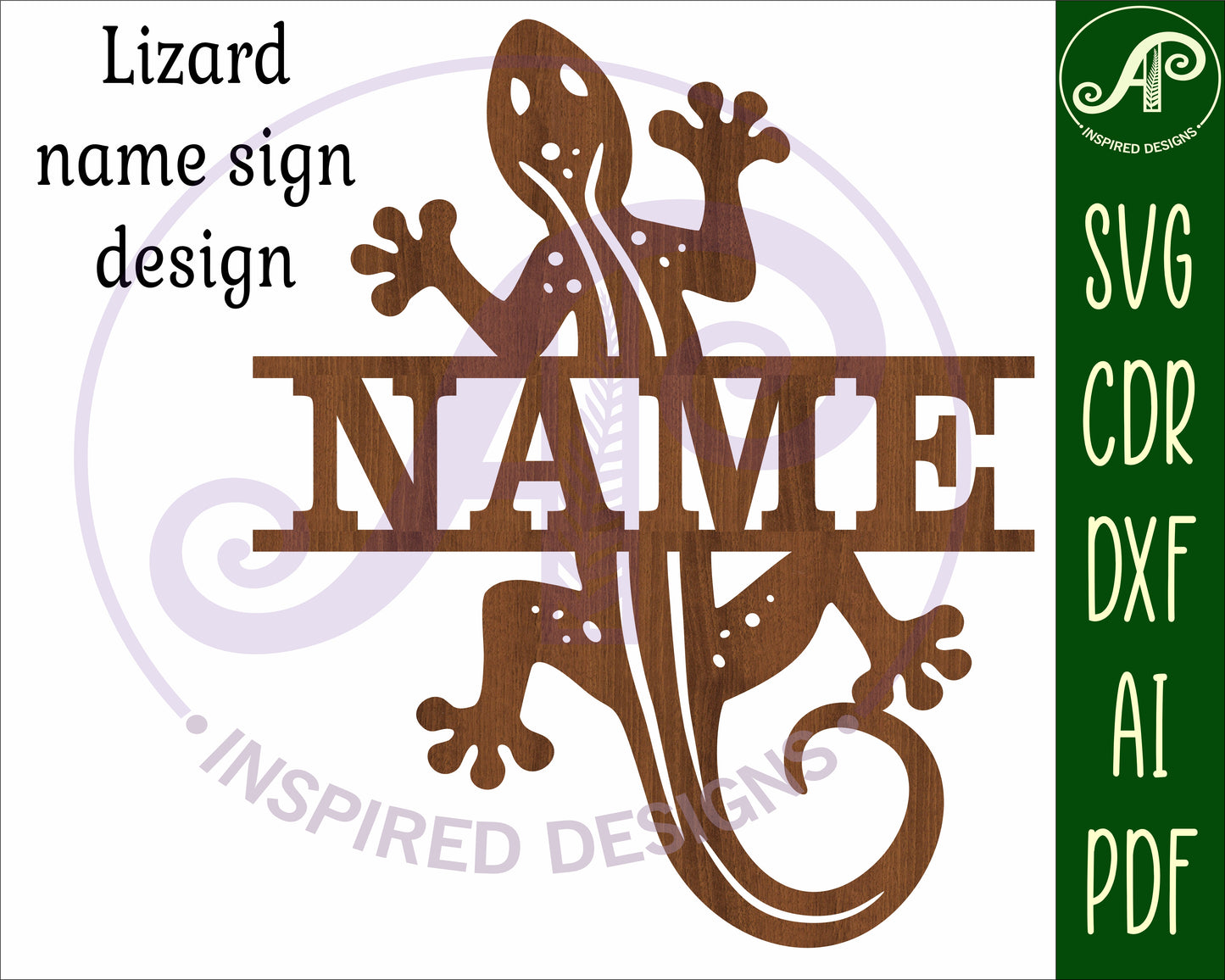 Lizard design shape name sign SVG / DXF / AI / PDF / CDR