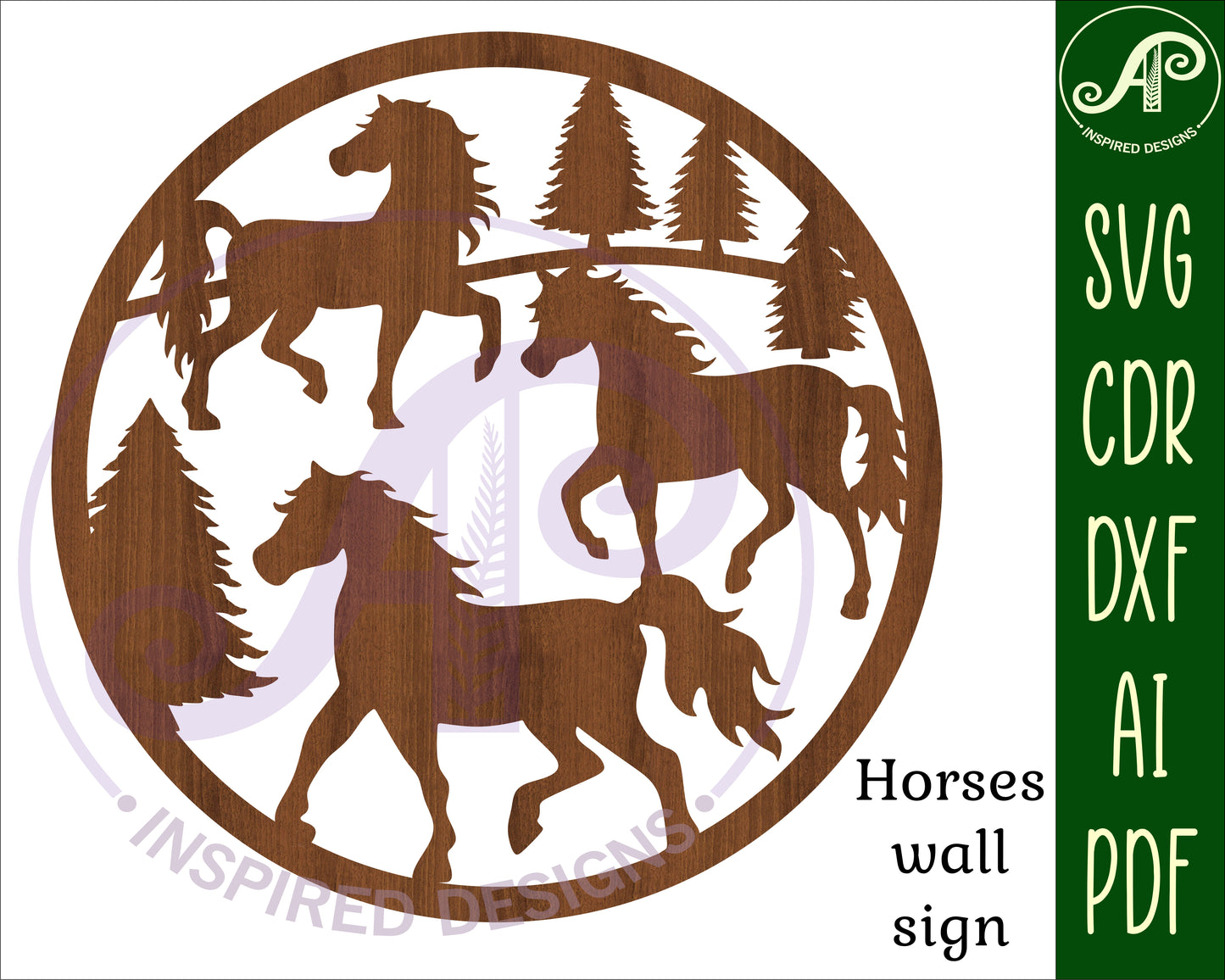 Wild horses wall sign design SVG / DXF / AI / PDF / CDR