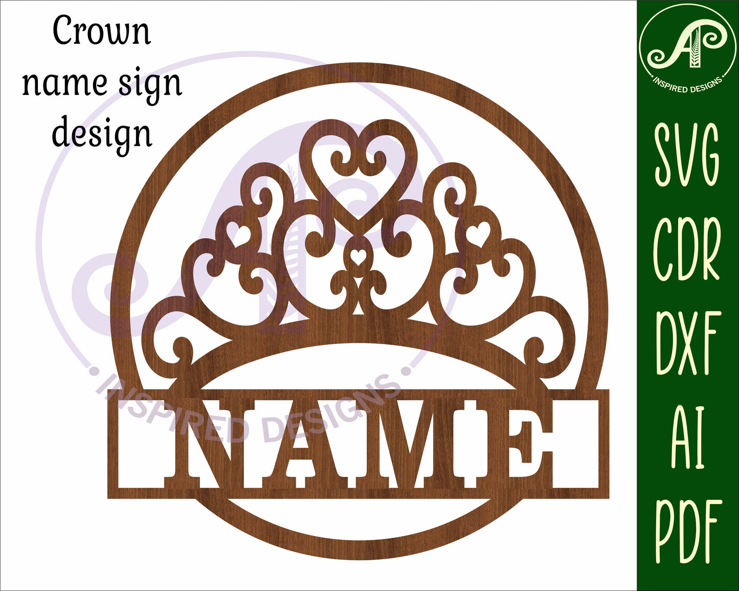 Crown name wall sign. SVG / DXF / AI / PDF / CDR