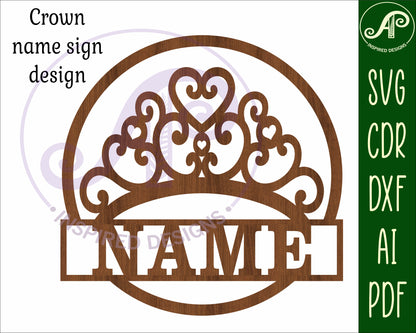 Crown name wall sign. SVG / DXF / AI / PDF / CDR