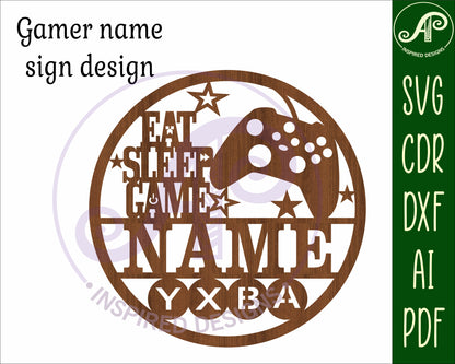 Gamer X name wall sign. SVG / DXF / AI / PDF / CDR