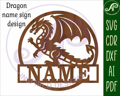 Detailed dragon name wall sign. SVG / DXF / AI / PDF / CDR