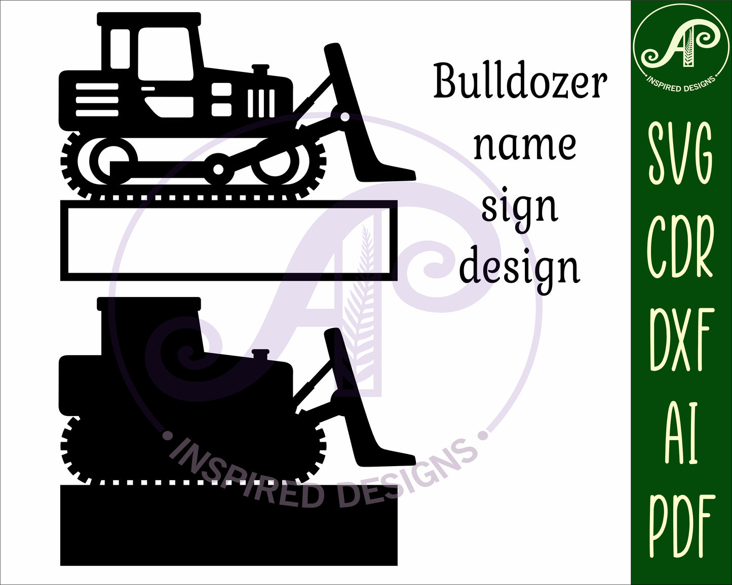 Bulldozer shape name sign SVG / DXF / AI / PDF / CDR