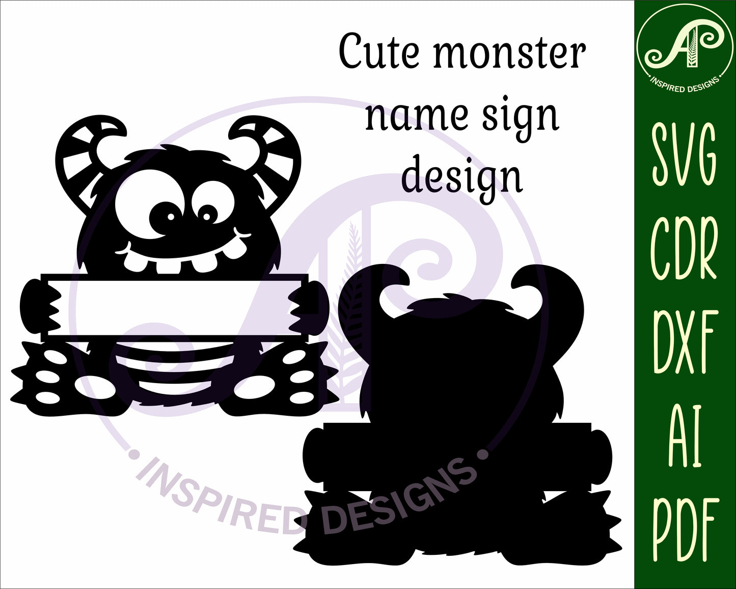 Cute monster shape name sign design 1 SVG / DXF / AI / PDF / CDR